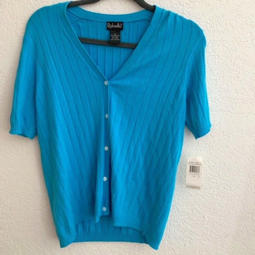 Rafaella women's short sleeve blue sweater size M